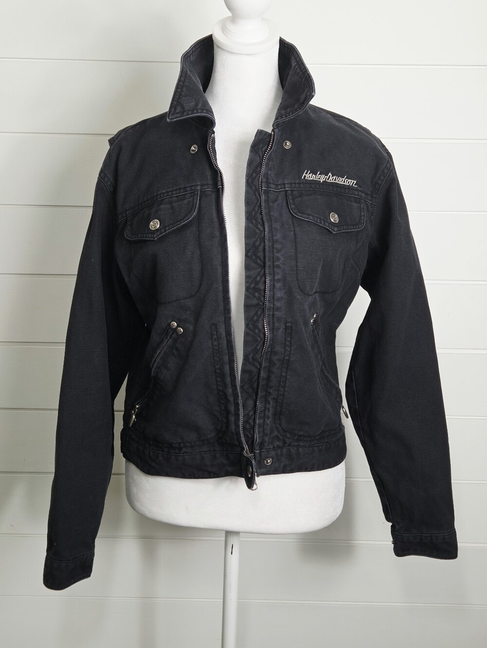 Harley-Davidson Black Women's Jean Jacket with Snap Pocket size S